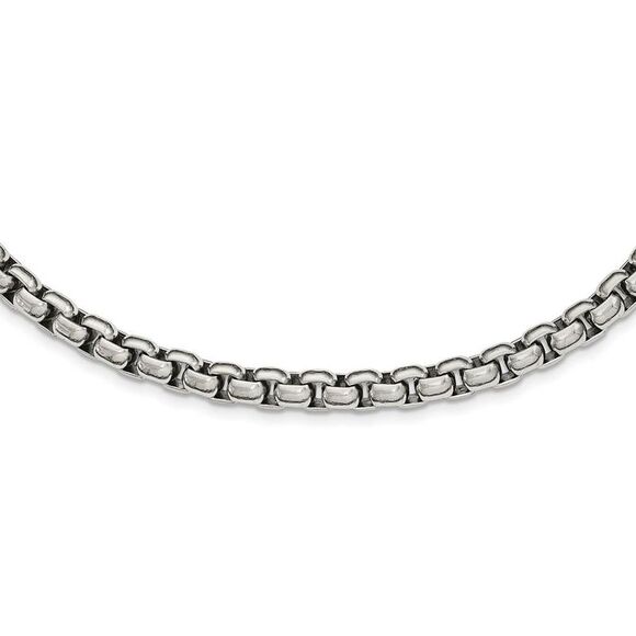 Men's 5.5mm Stainless Steel Polished Rolo Chain Necklace, 24 Inch - Picture 1 of 6